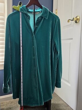 EUC Soft Surroundings Velvet Boyfriend Button-Up Tunic Shirt S